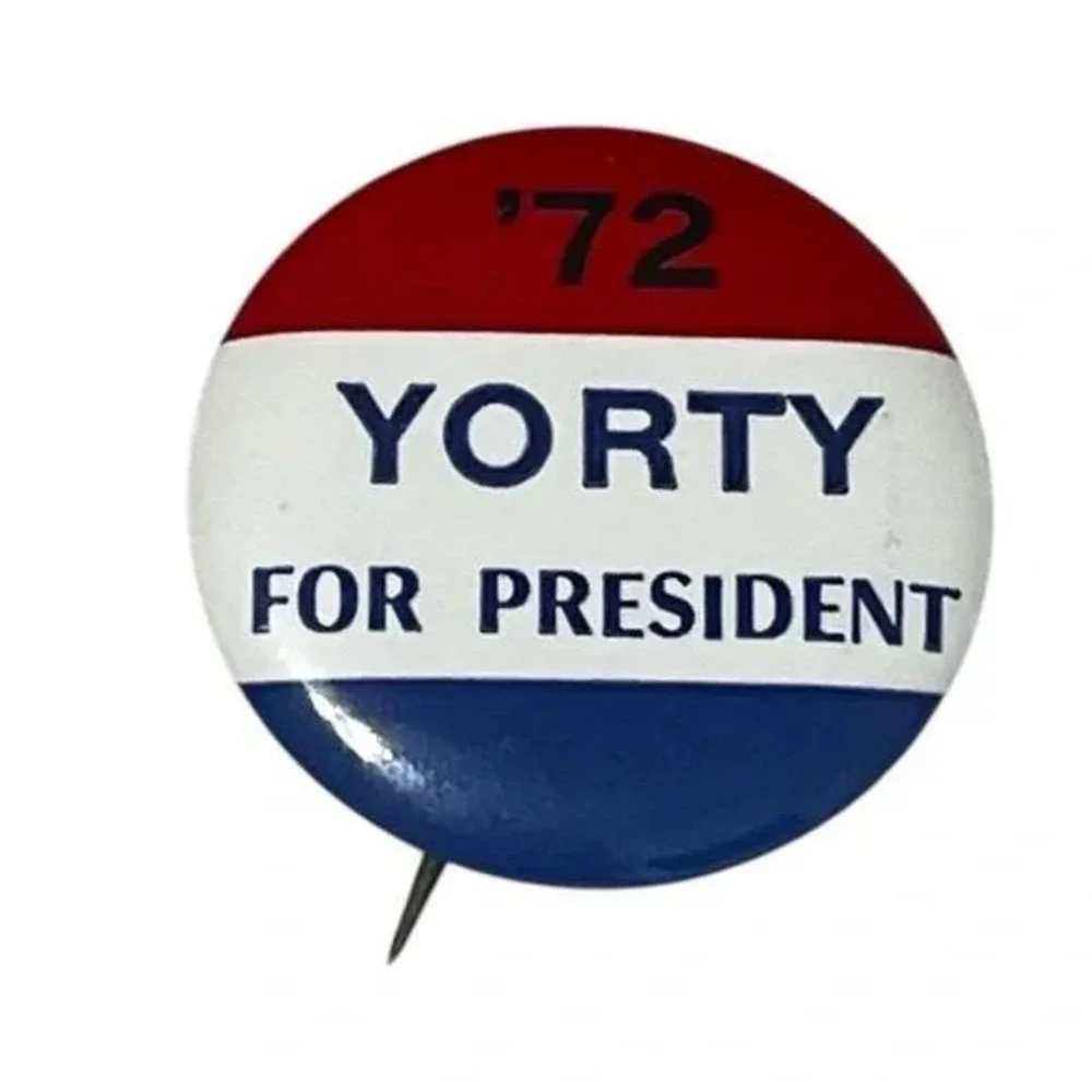 1972 Sam Yorty For President Vintage Democrat Primary Campaign Button A16